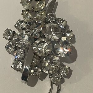 Elegant Silver Crystal Women's Large Brooch